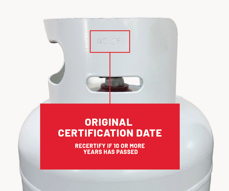 Propane tank original certification date illustration